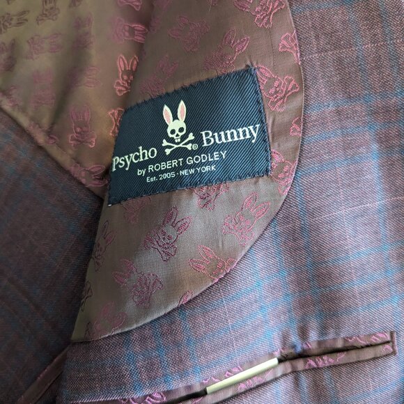PSYCHO BUNNY - Burgundy check jacket - Sz 42R - Picture 6 of 10